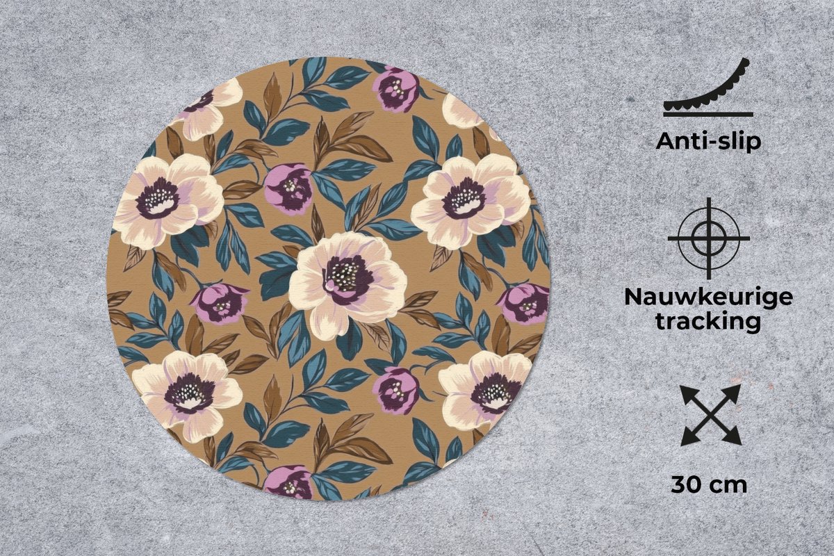 Muismat rond 30x30 cm - Mousepad Floraal - Stilleven - Kleurrijk - Ronde muismatten