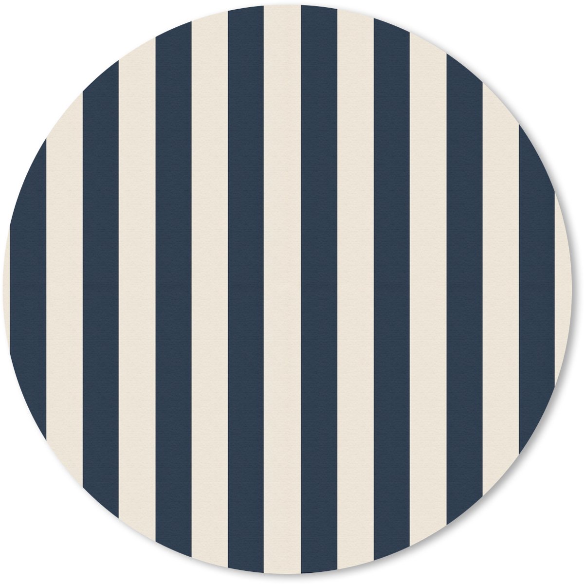 Muismat rond 30x30 cm - Mousepad Verticale strepen - Blauw - Crème - Ronde muismatten