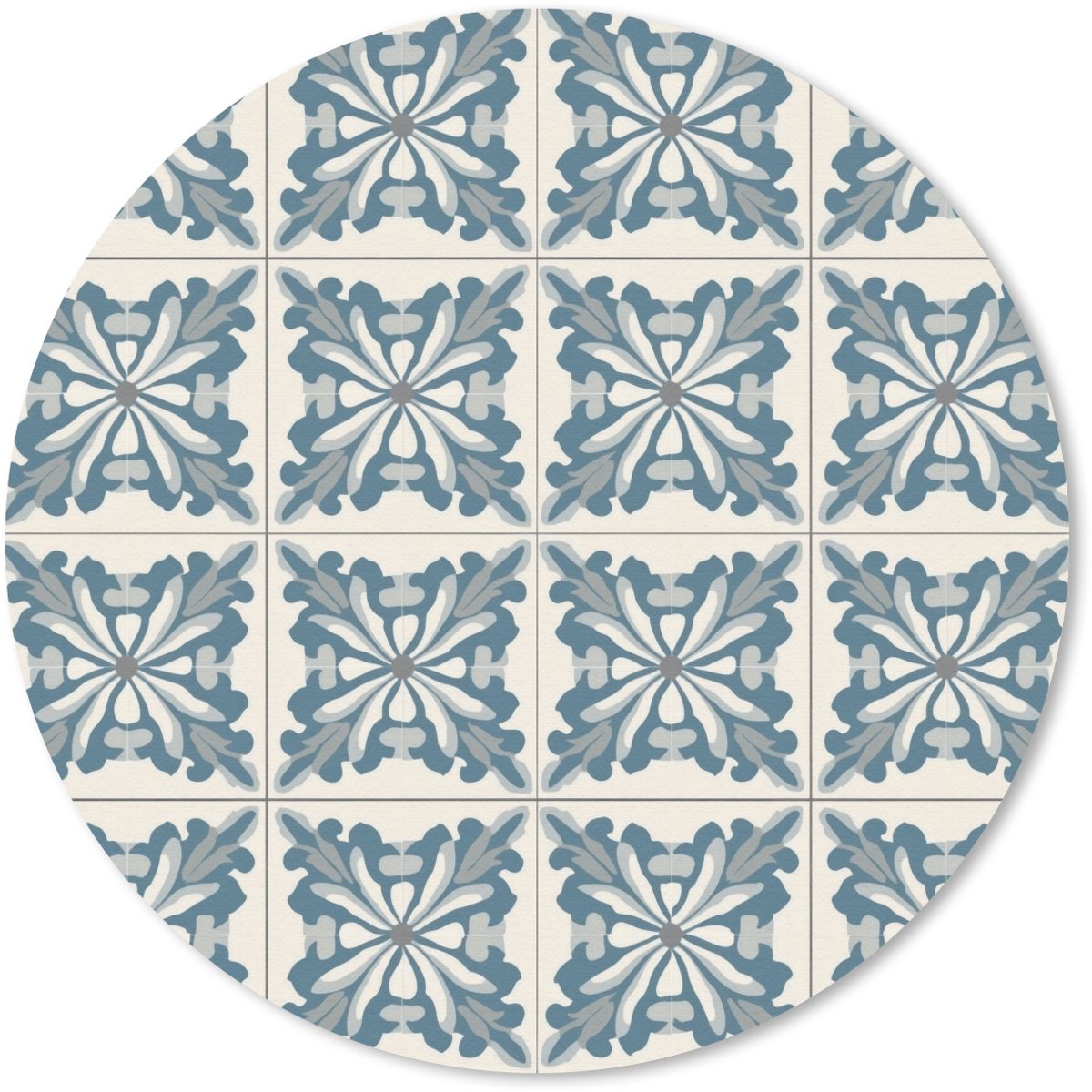 Muismat rond 40x40 cm - Mousepad Dessin - Tegel - Blauw - Ronde muismatten