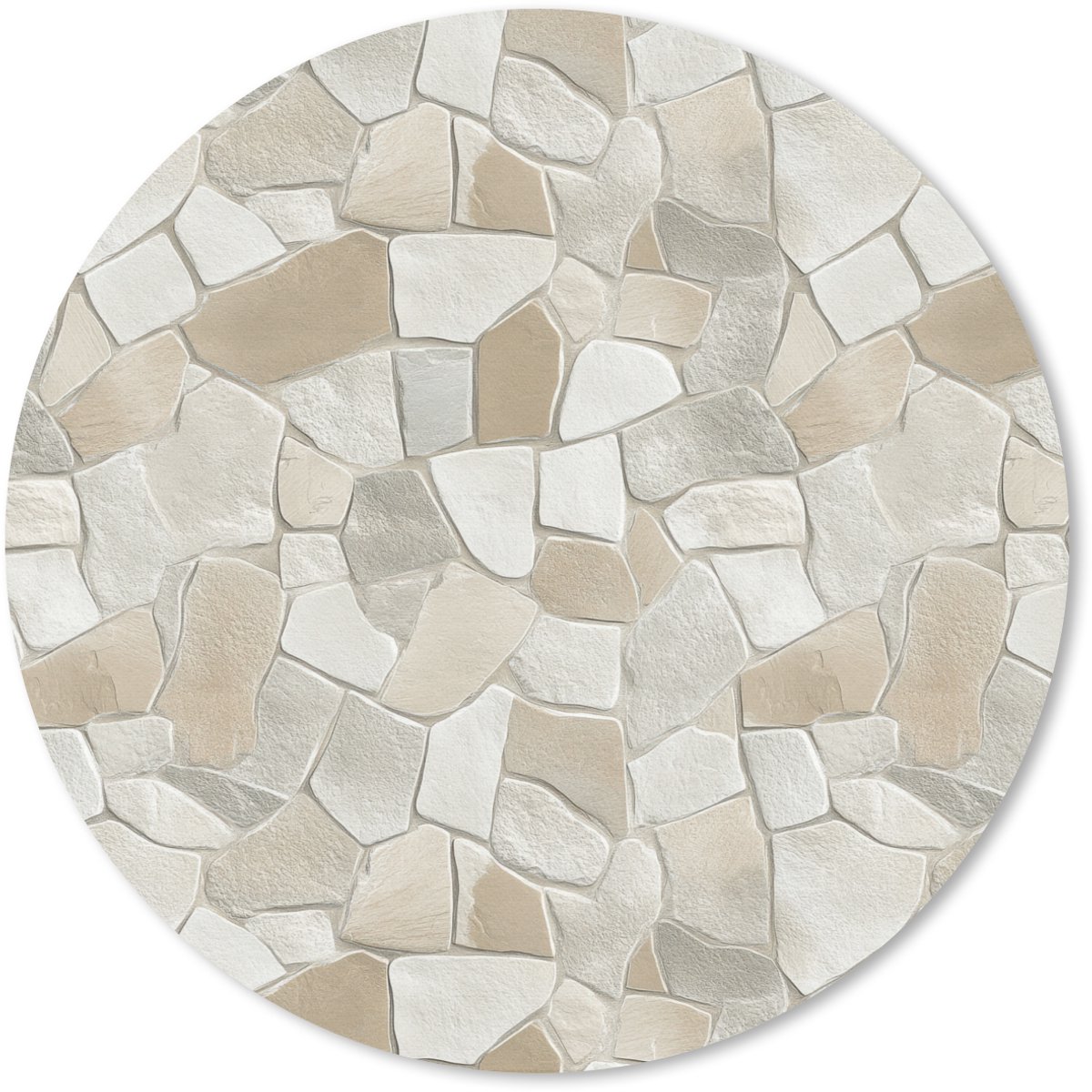 Muismat rond 20x20 cm - Mousepad Mozaïek - Stenen - Beige - Ronde muismatten