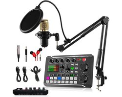 Podcast-Uitrustingsbundel - Gaming / Streaming / Podcasting - Microfoon Arm - Ideaal voor Live Streaming, Zingen, Youtube & Tiktok - Zwart