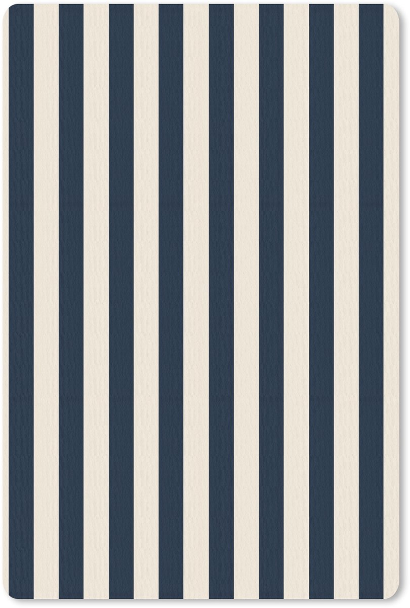 Muismat 13x20 cm - Mousepad Verticale strepen - Blauw - Crème - Muismatten