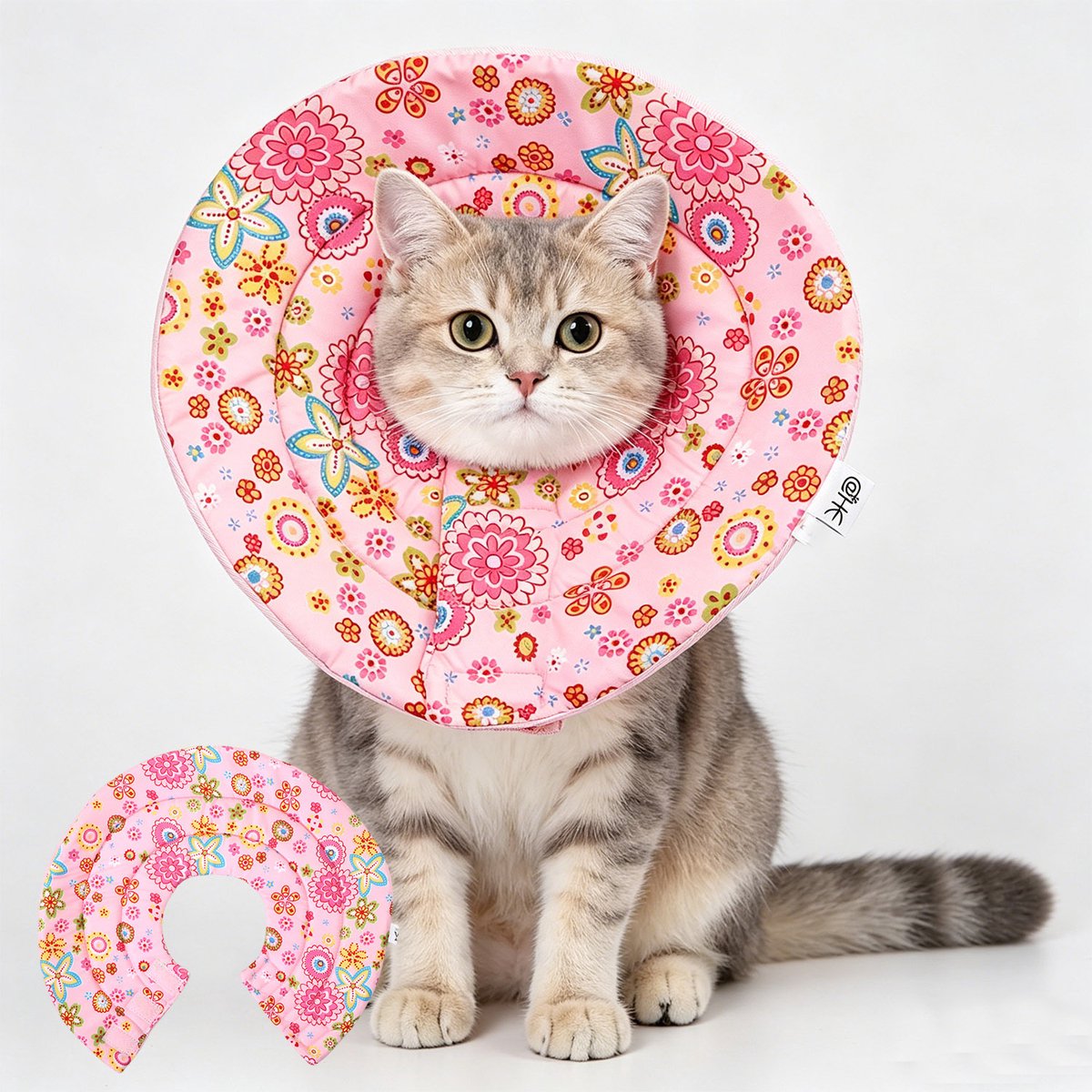 MAGICSHE Kattenkraag Voor Nazorg - Beschermkraag Kat - Elizabethaanse Kraag Hond Na Operatie - Anti-Beet Likken Roze1 S