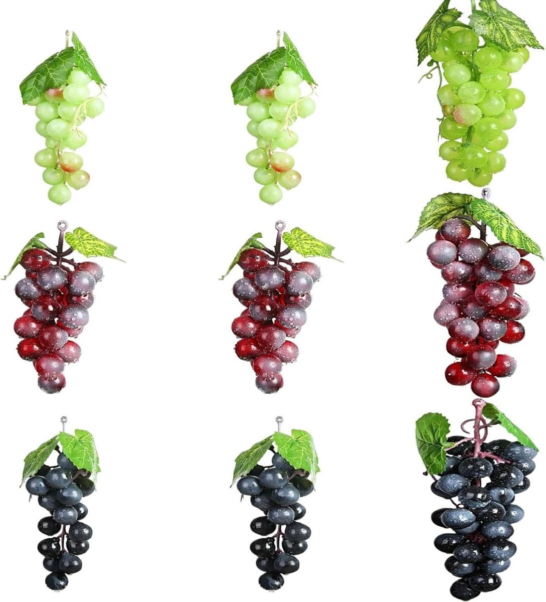 Negen Stukken Simulatie Druiven - Kunstmatige Druiven Bunches voor Decoratie in Huis, Tuin en Feesten