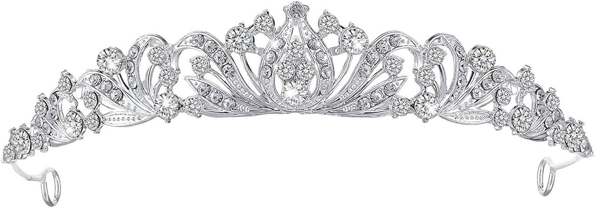 Elegante Tiara met Zilveren Rhinestones voor Bruidskronen, Feestjes en Carnavals - Prachtige Haaraccessoires voor Dames en Prinsessen