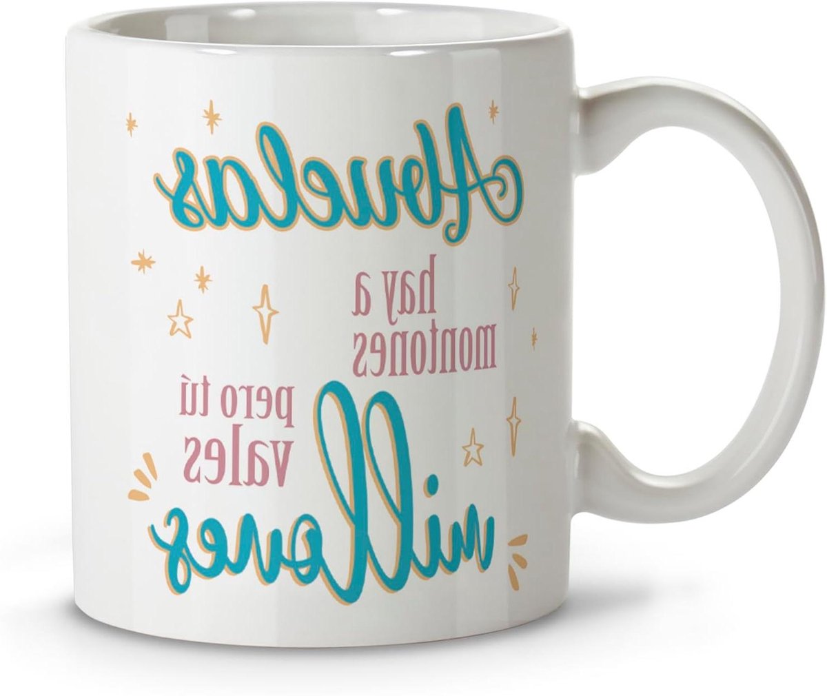 Mok met spreuk - Ontbijtkopje Cadeau - Cadeau geven - Sublimatie print - 330 ml - Wit