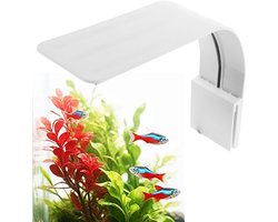 10W ultradunne clip-on LED-aquariumlamp, aquariumspotlight, bevordert plantengroei, wit en blauw licht, geschikt voor frameloze aquariums (wit).