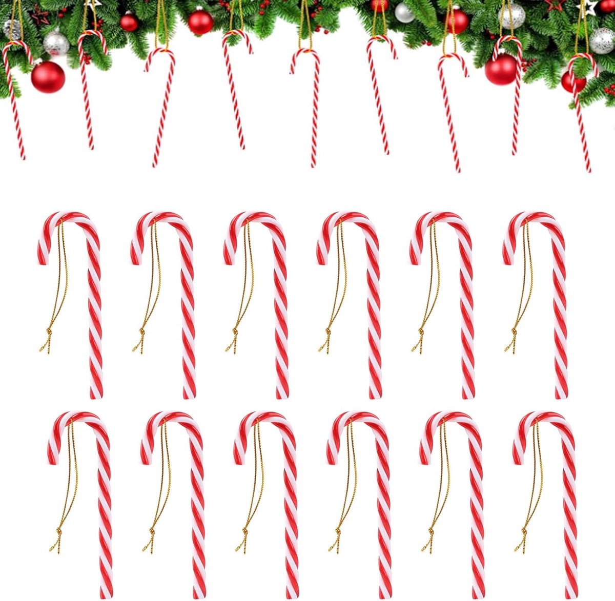 12pcs kerst candy sticks - suikerstokjes - kerstboomdecoratie - suikerstokjes om op te hangen - candy sticks voor kerstversiering