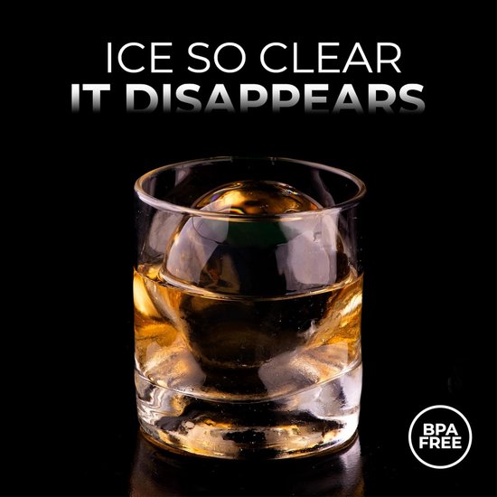 Crystal Clear Ice Globe Maker - 4 Large Clear Ice Balls for Cocktails, Drinks & Whisky - BPA Free Silicone Balls for Bulbs - Whisky Gifts for Men — afbeelding 3