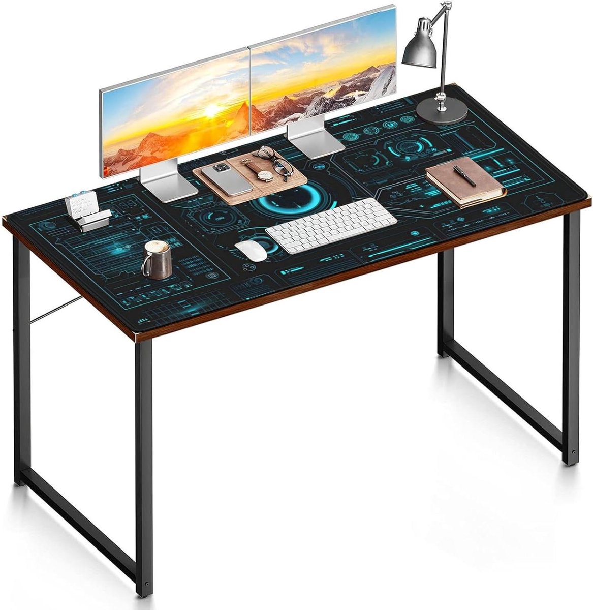 Grote Bureau Mat - Desktop Onderlegger - Productieve Werkplek - Waterdicht Ontwerp - 120x60 cm - Zwart Blauw