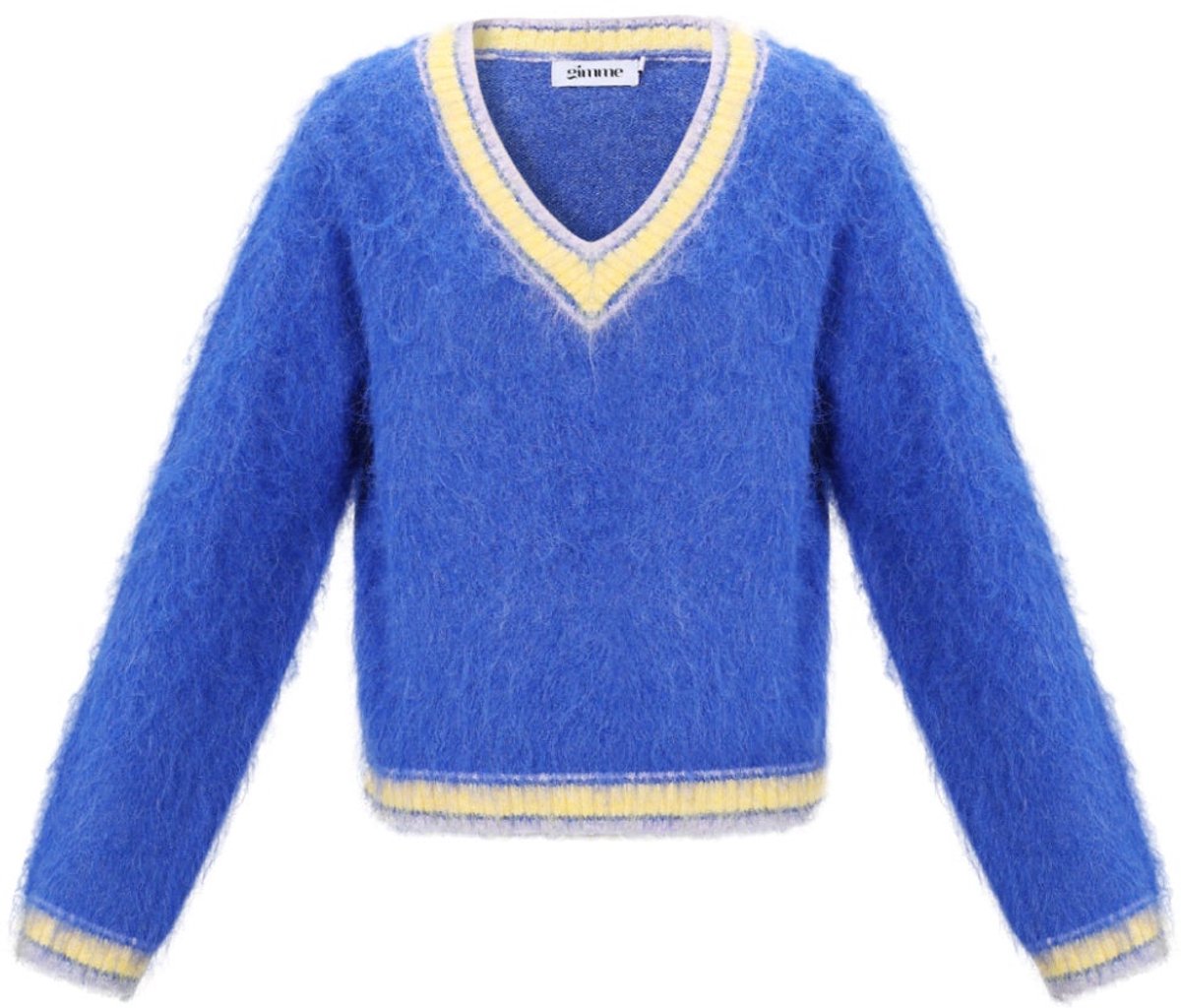 Gebreide Polyestervezel Vrouwen V-hals Trui Casual Kleurcontrast