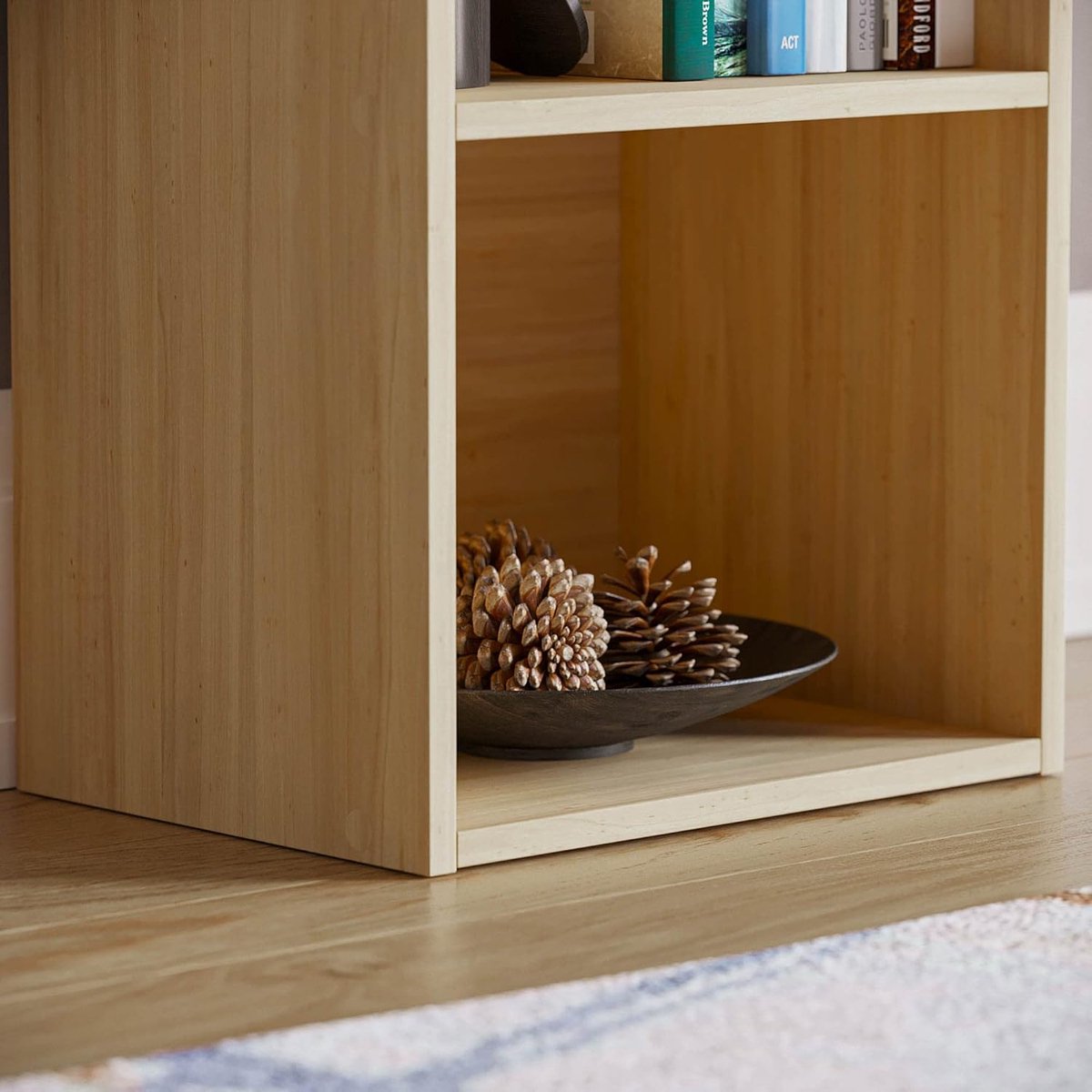 Boekenkast 4-Vaks Kubus - ABTkantoor Oxford Eiken Houten Vrijstaande Opbergkast - Moderne Boekenkast 4 Niveaus 106 x 32 x 24 cm - Smalle Opbergkast voor Woonkamer, Kantoor & Slaapkamer