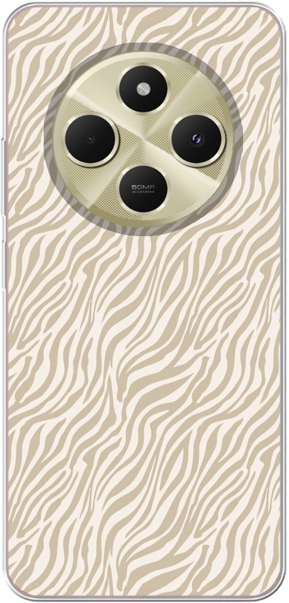 Telefoonhoesje Geschikt voor Xiaomi Geschikt voor Redmi 14C hoesje - Zebra - Patroon - Beige - Siliconen Telefoonhoesje Telefoonhoesje