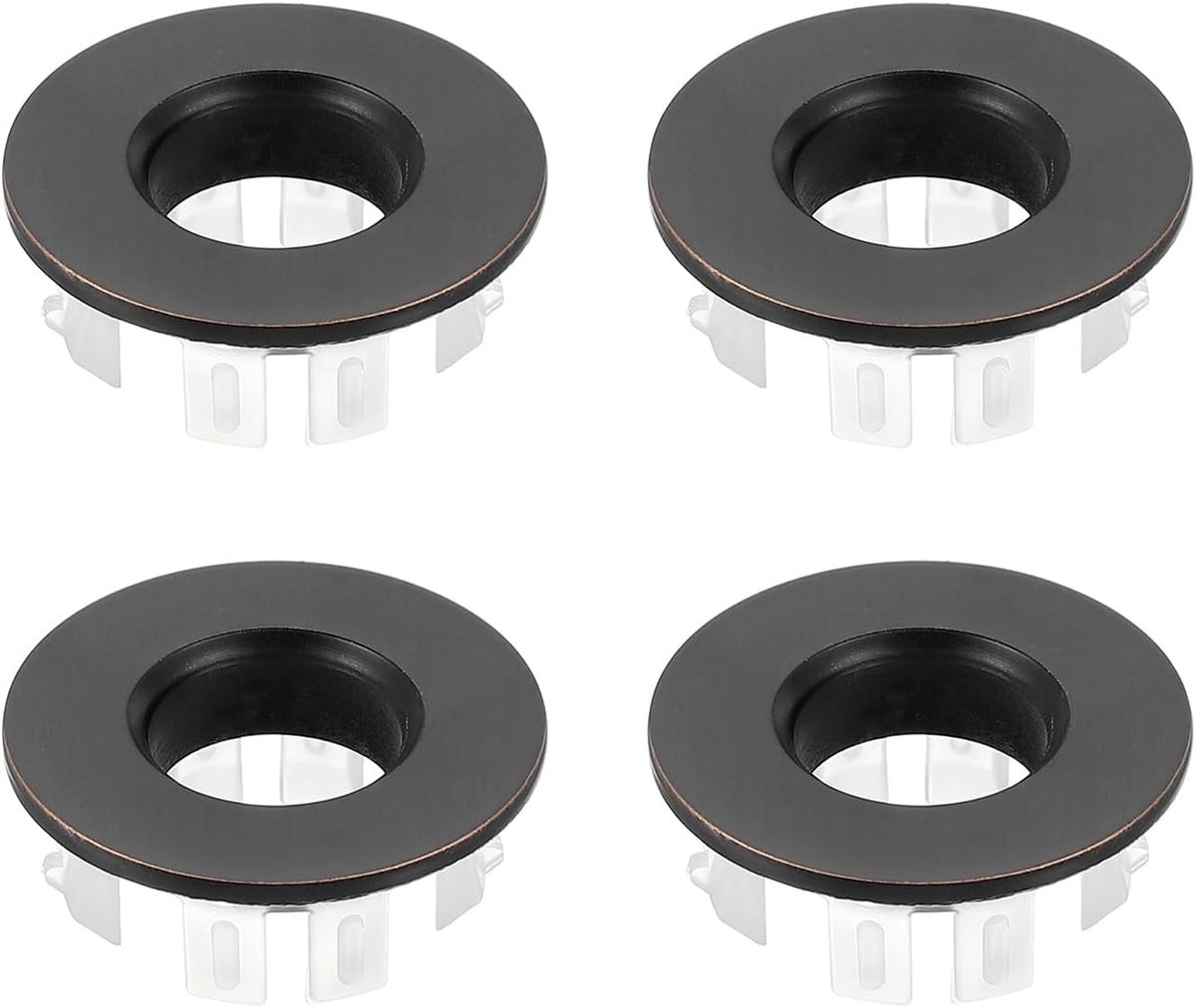 Sink Overflow Ring - 4 Pcs - Bathroom Sink Overflow Drain Cover - Sink Trim Insert - Round Cap voor Bathroom Kitchen Sink - Zwart