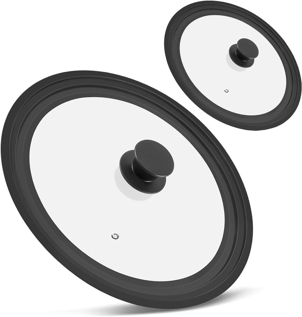 Universeel Deksel - Pan Deksel - Koken en Bakken - Gehard Glas Siliconen - 18-28 cm - Zwart