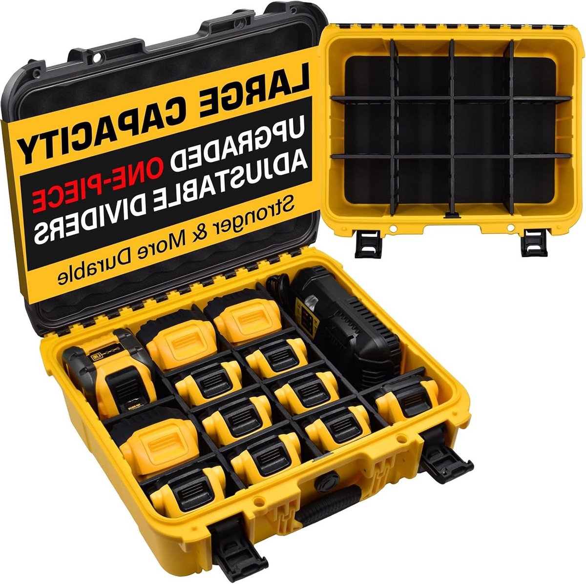 Accu Opbergkoffer - Batterij Organizer - Gereedschap Beschermen - Waterdicht Polypropyleen - 28x13x33 cm - Rood Zwart