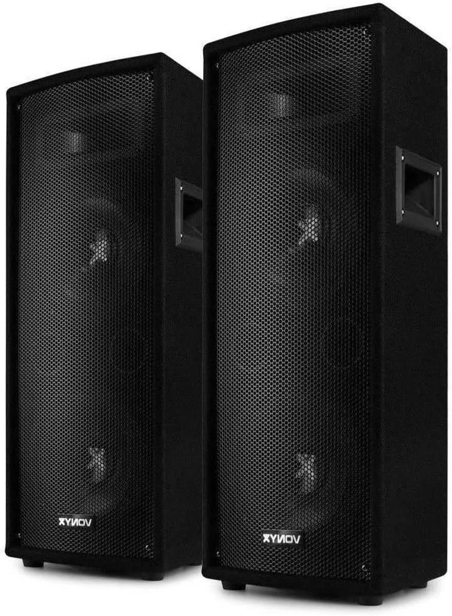Luidsprekerset - Speakerset DJ - Feestgeluid Creëren - Dubbele 8 inch woofers - 71 cm hoog - Zwart