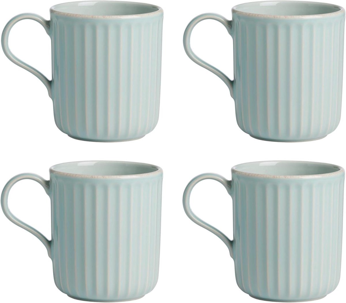 Franse Perle Mokken - Koffiemokken Set - Koffie Drinken - Steengoed Materiaal - Set van 4 - Wit