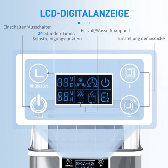 Killogood Ijsblokjesmachine - 20kg/24u - 2,3L ijsproductie - met 3,2L watertank - zilver van Merkloos — afbeelding 3