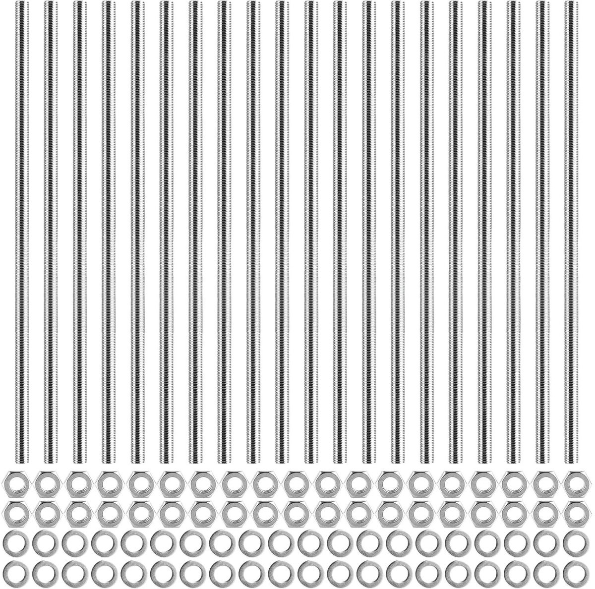 Schroefdraadstangen - Draadstaven bouten - Constructie bevestigen - Verzinkt staal 4.8 - M10 x 300 mm 15 stuks - Blauw
