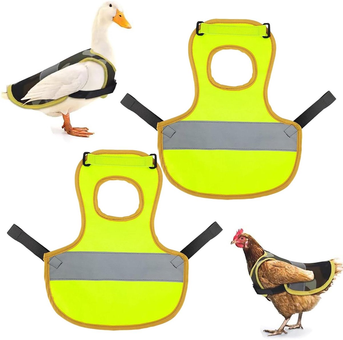 Kippenvest Veiligheidsvest - Gevogelte Bescherming - Dieren Veilig Houden - Waterdicht Reflecterend - 2 Stuks - Fluorescerend Groen