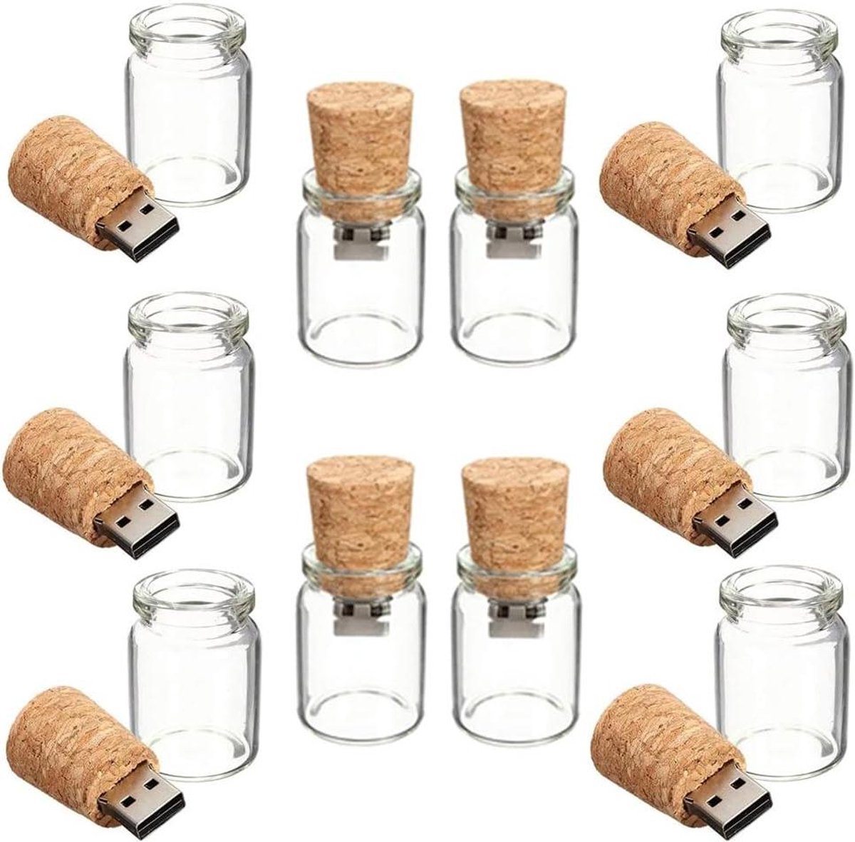 Glazen USB Sticks - Geheugensticks Dataopslag - Bestanden Overzetten - Transparant Fles Ontwerp - 4GB - Transparant