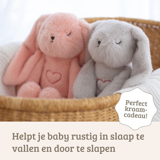 Lulla Bunny Slaapknuffel Roze – met natuurlijke hartslag & ademhaling – Slaaphulp – Werkt tot 12 uur – Hypoallergeen & Wasbaar – Voor Baby, Prematuur & Kind van Lulla doll — afbeelding 4