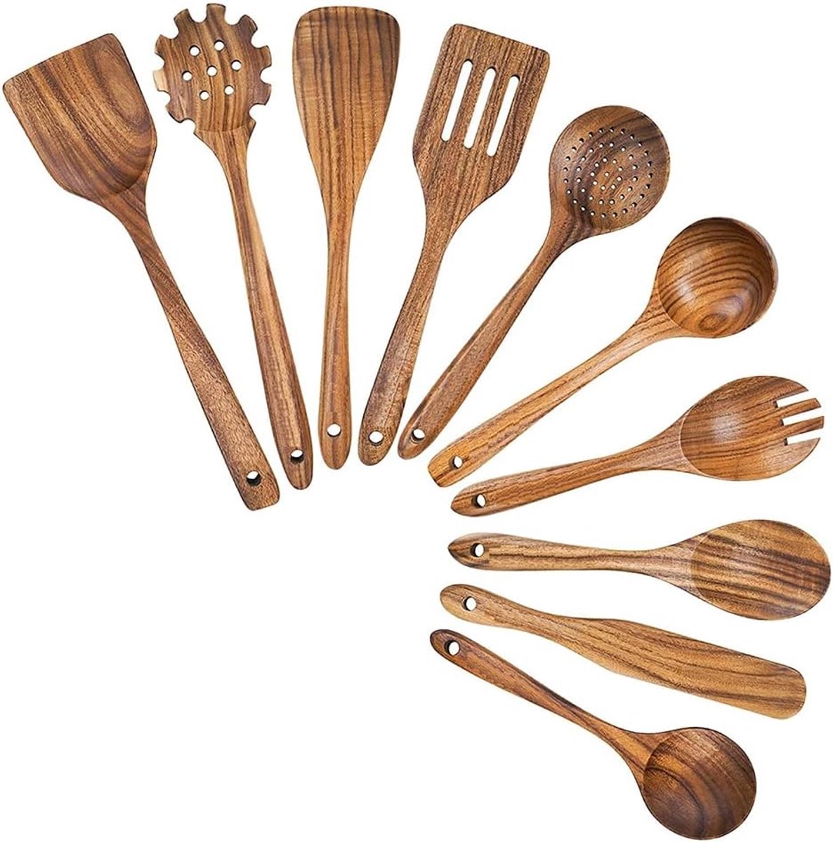 Kookgerei - Keukenhulpmiddelen set - Gemaakt van teak hout - Houten spatel om te koken