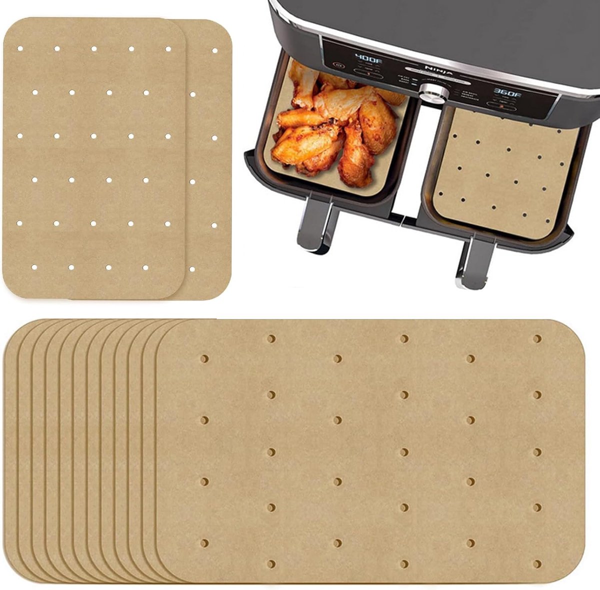 150 stukken bakpapier voor de airfryer - niet-klevend - originele kleur
