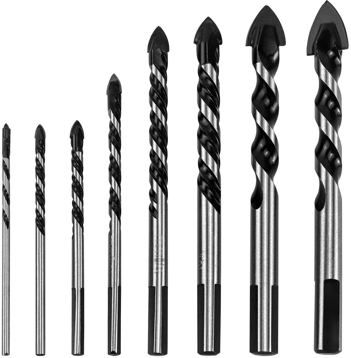 Set van 8 Glasboorbits - HSS Twist Boor voor Tegels, Beton, Baksteen, Glas, Kunststof en Hout - Diverse Maten van 3 tot 16 mm