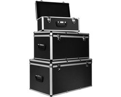 Aluminium Gereedschapskisten - Aluboxen Opslagboxen - Werkplaats Organiseren - Set van 3 Maten - 47-73 cm Breed - Zwart