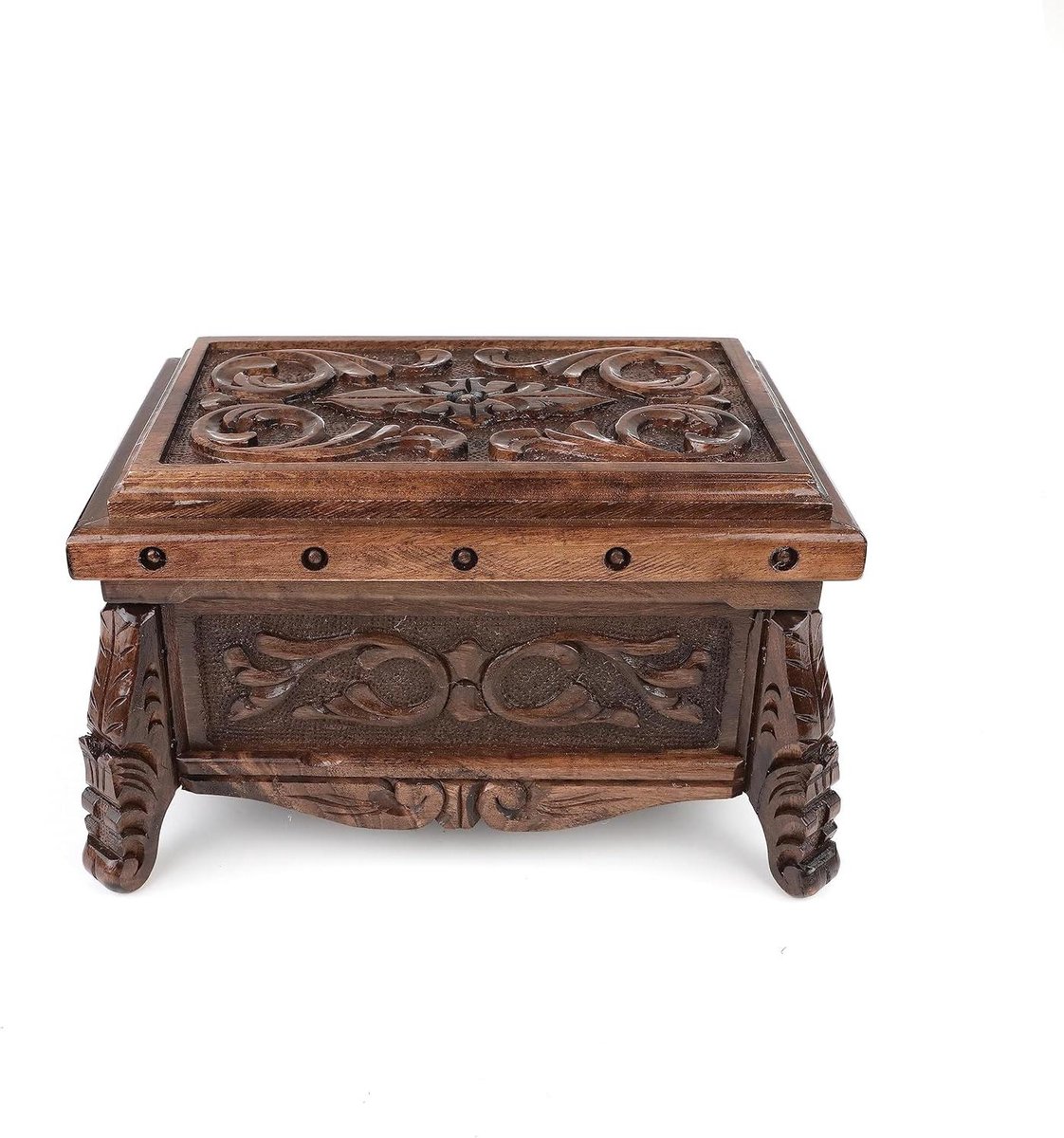 Walnoten Geheime Doos - Schatkistje Puzzeldoos - Sieraden Opbergen - Handgesneden Uniek Ontwerp - 30 x 21 x 16.5 cm