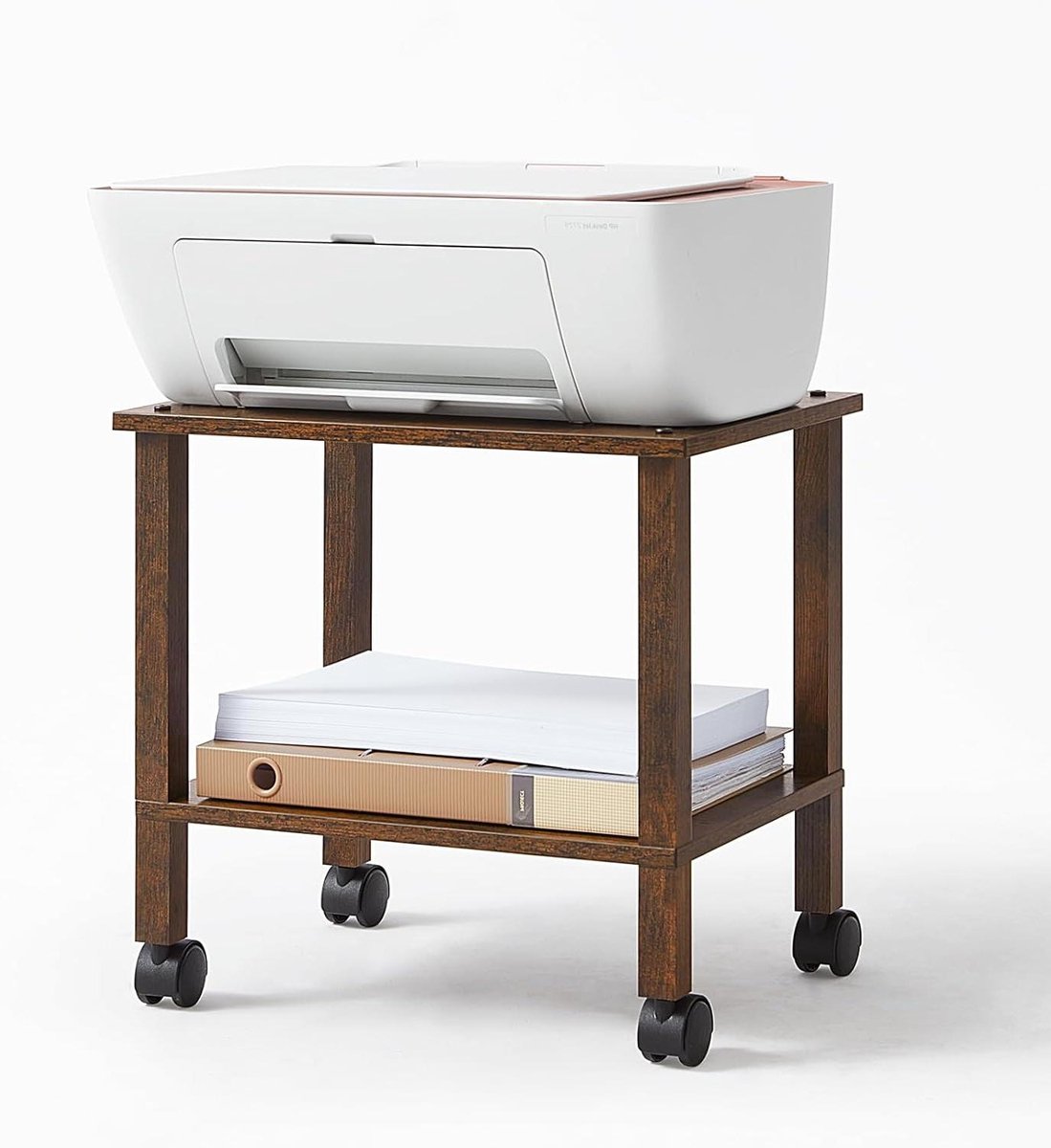 Printer Stand met Opslag - Printer Tafel Rolbaar - Kantoor Organiseren - 2 Laags Ontwerp