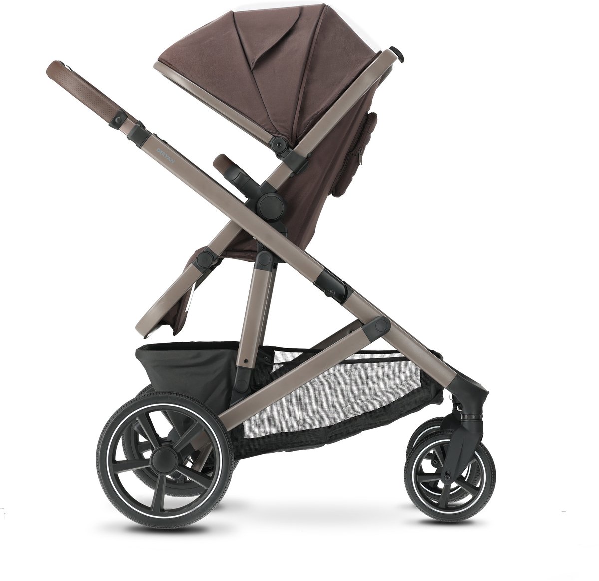 DERYAN Evy V3 Duo Kinderwagen - Uitbreidbaar met Reiswieg - Chocolade - afbeelding 2