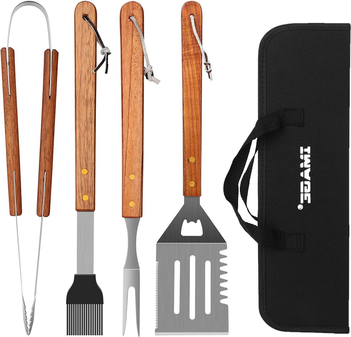 BBQ Gereedschap Set - Barbecue Tools - Buiten Koken - Roestvrij Staal - 4 Delig - Zilver