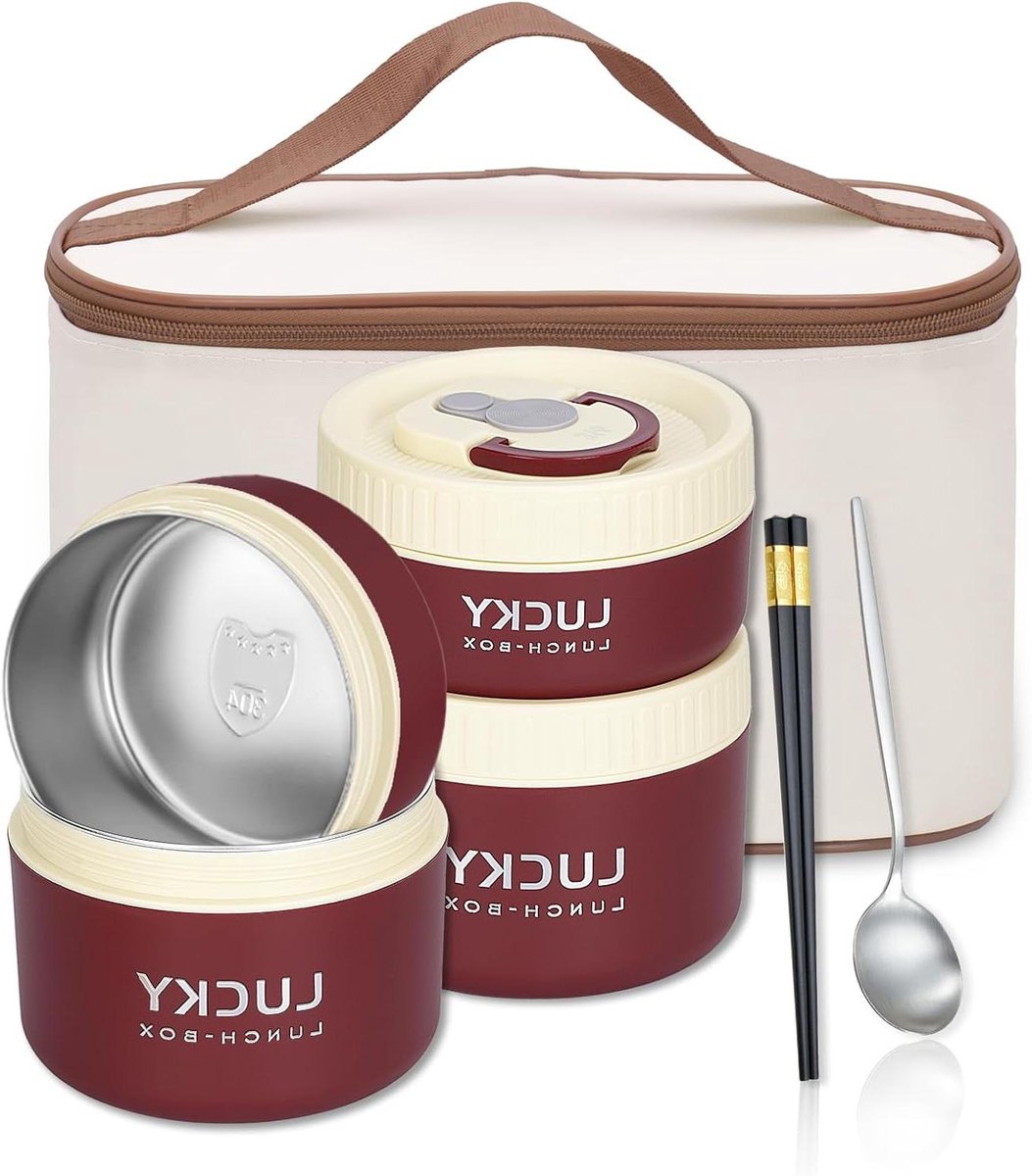 Lunchbox Set - Bento Box - Lunch Meenemen - 4 Stapelbare Bakjes - 2 Liter - Rood