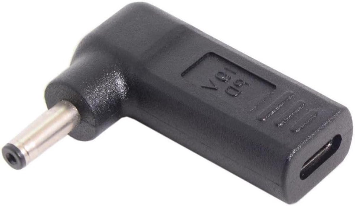 USB-C naar DC Adapter - Type C Converter - Laptop Opladen - 90 Graden Hoek - 4.0x1.3mm - Zwart