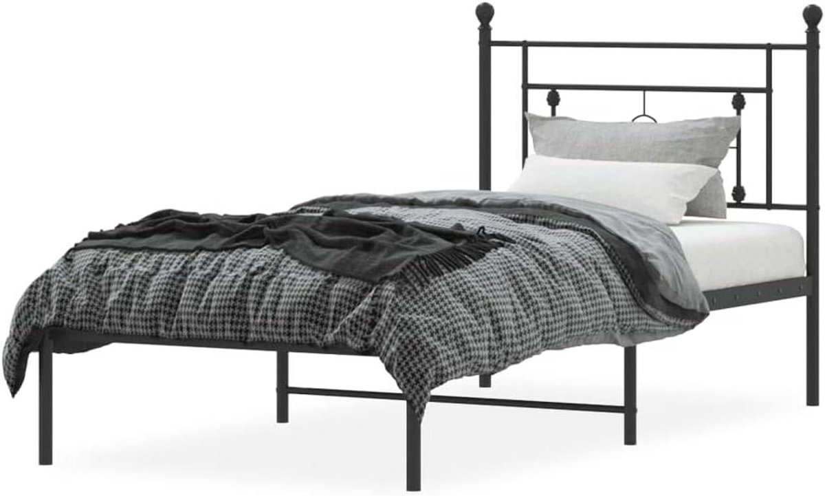 Metalen Bedframe - Ledikant Ombouw - Slaapkamer Inrichten - Robuuste Constructie - 100x190 cm - Zwart