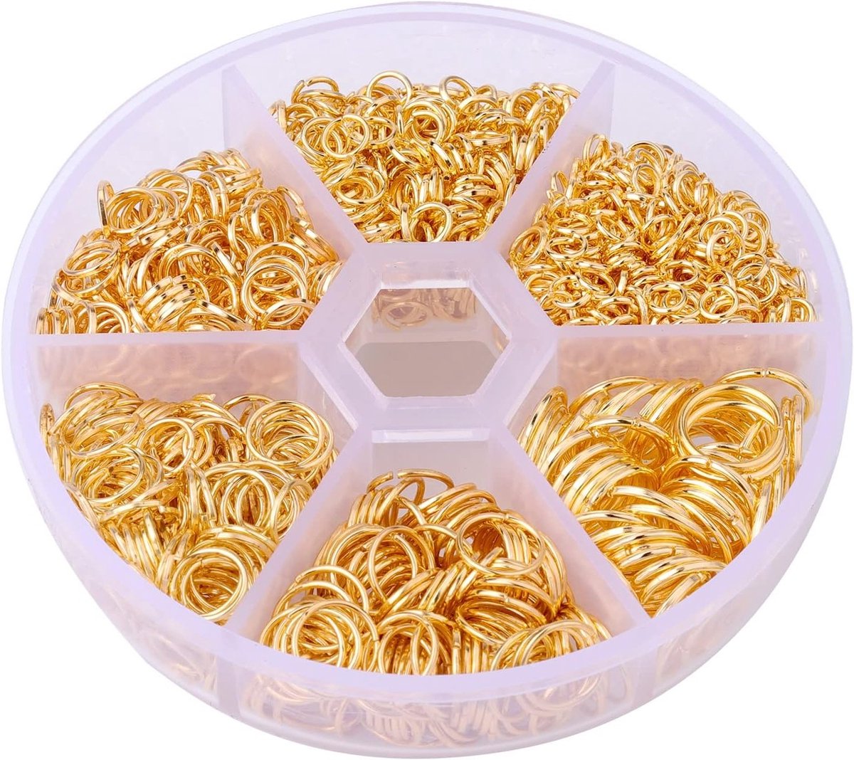 1000 Open Jump Rings Set 4/5/6/7/8/10mm voor Sieraden Maken - Perfect voor Oorbellen, Armbanden en Kettingen (Goud)