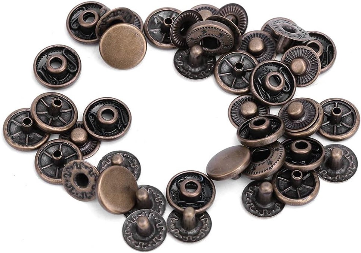 Set van 50 Stuks Koperkleurige Drukknopen voor Kleding, Tassen en Accessoires - Ideaal voor Jassen, Kindermode en Riemen (12.5MM)