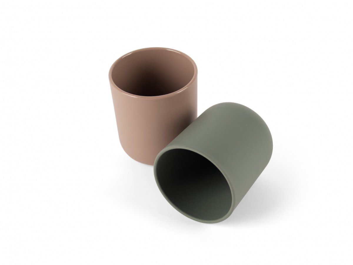 Dantoy bekerset baby BIOplastic mokka olijfgroen 2-delig duurzaam.
