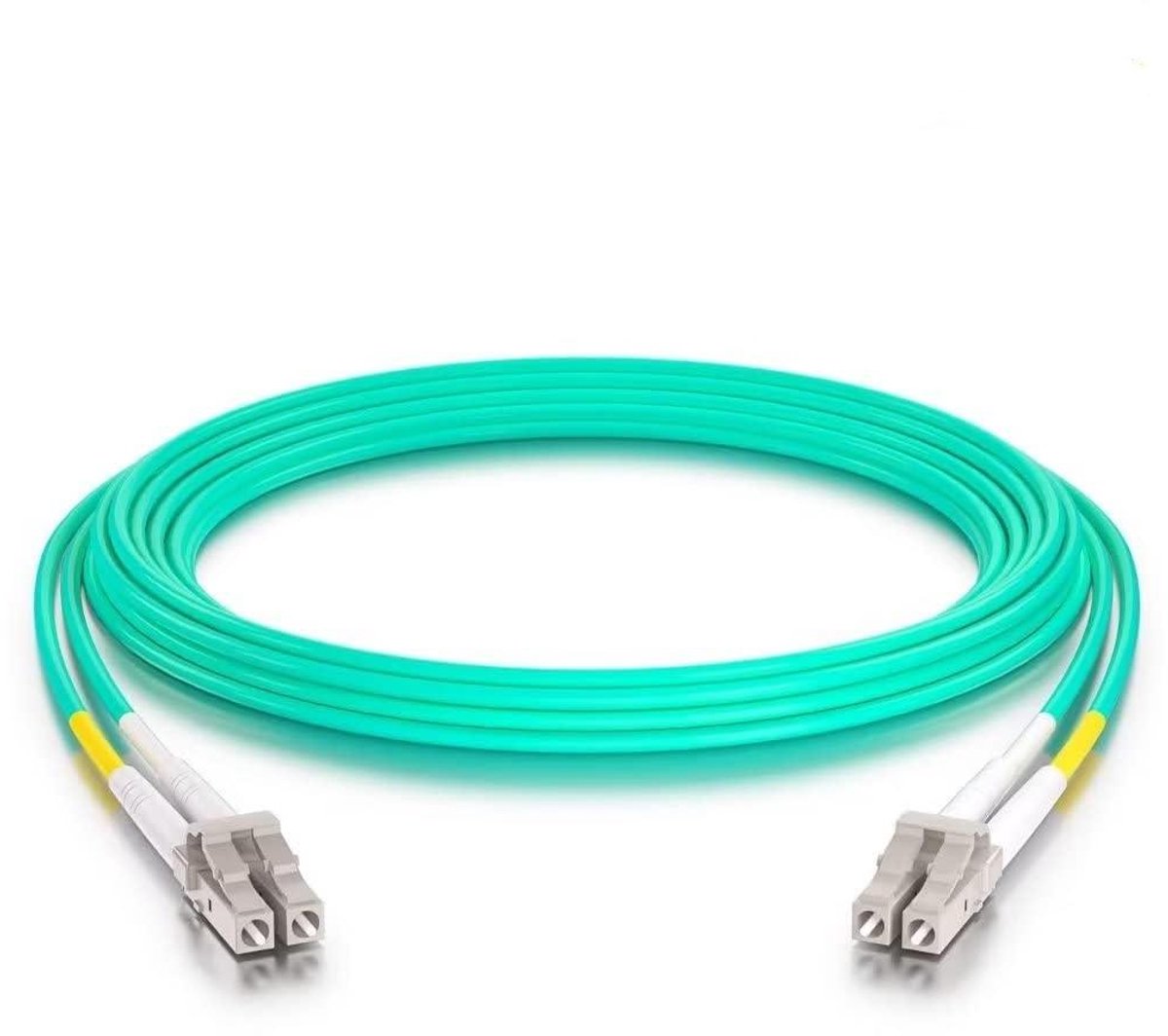 Glasvezel Patchkabel - LC naar LC Jumper - Netwerk Verbindingen - OM3 Multimode Duplex - 4 x 3 Meter - Aqua