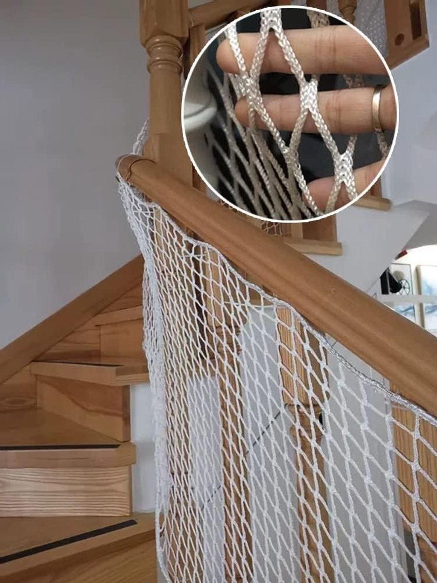 Veiligheidsnet Kinderen - Babyhek Net - Kinderen Beschermen - Knooploos Breiproces - 0.8x6m - Wit