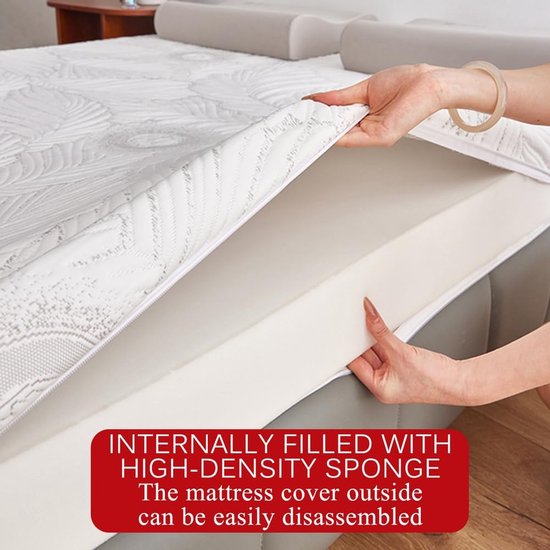 Traagschuim Vloermatras - Japanse Matras Futon - Comfortabel Slapen - Afneembare Jacquard Hoes - 200x200cm - Grijs — afbeelding 4