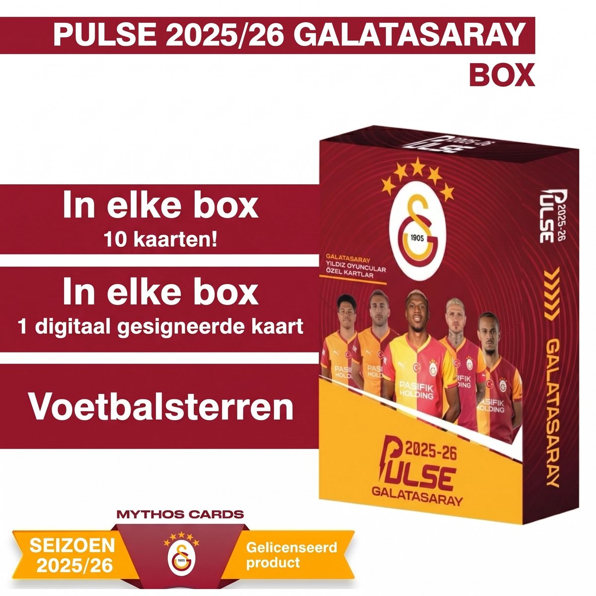 Galatasaray Pulse Ruilkaarten 2025/26 - 12 Voetbalkaarten Box - Limited Edition - Süper Lig