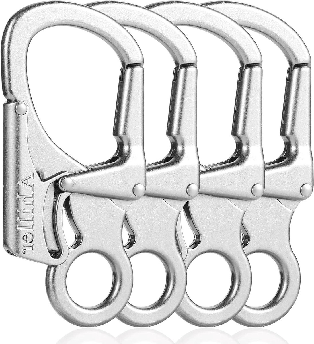 Karabiner Sleutelclip - Sleutelhanger Clip - Outdoor Bevestiging - Dubbele Vergrendeling - 79 cm - Zilver