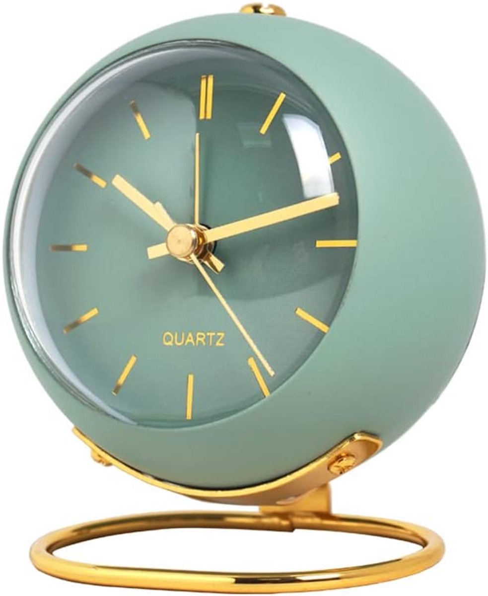 Oneay Handwekker met nachtlampje – compacte, stille, retro wekker, eenvoudige wekker voor studenten, decoratie voor op het nachtkastje (werkt op 1 AA-batterij, batterijen niet inbegrepen).