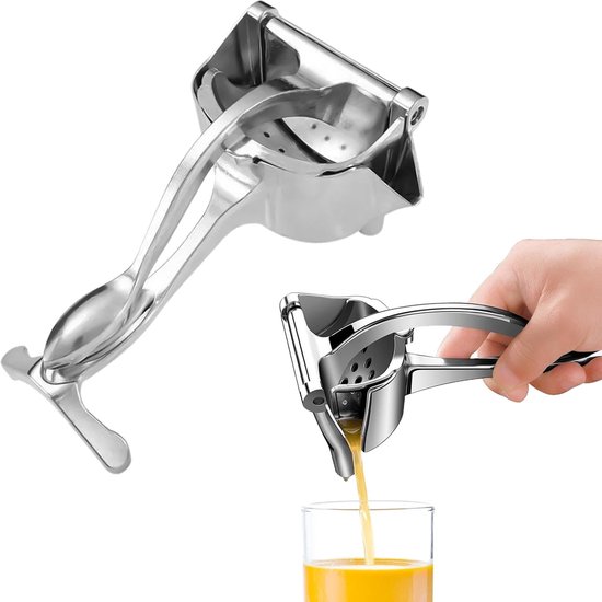 Citruspers - Handpers Citroen Limoen - Vers Sap Maken - Ergonomische Handgrepen - 18.7x11.2x9.3cm - Zilver — afbeelding 2