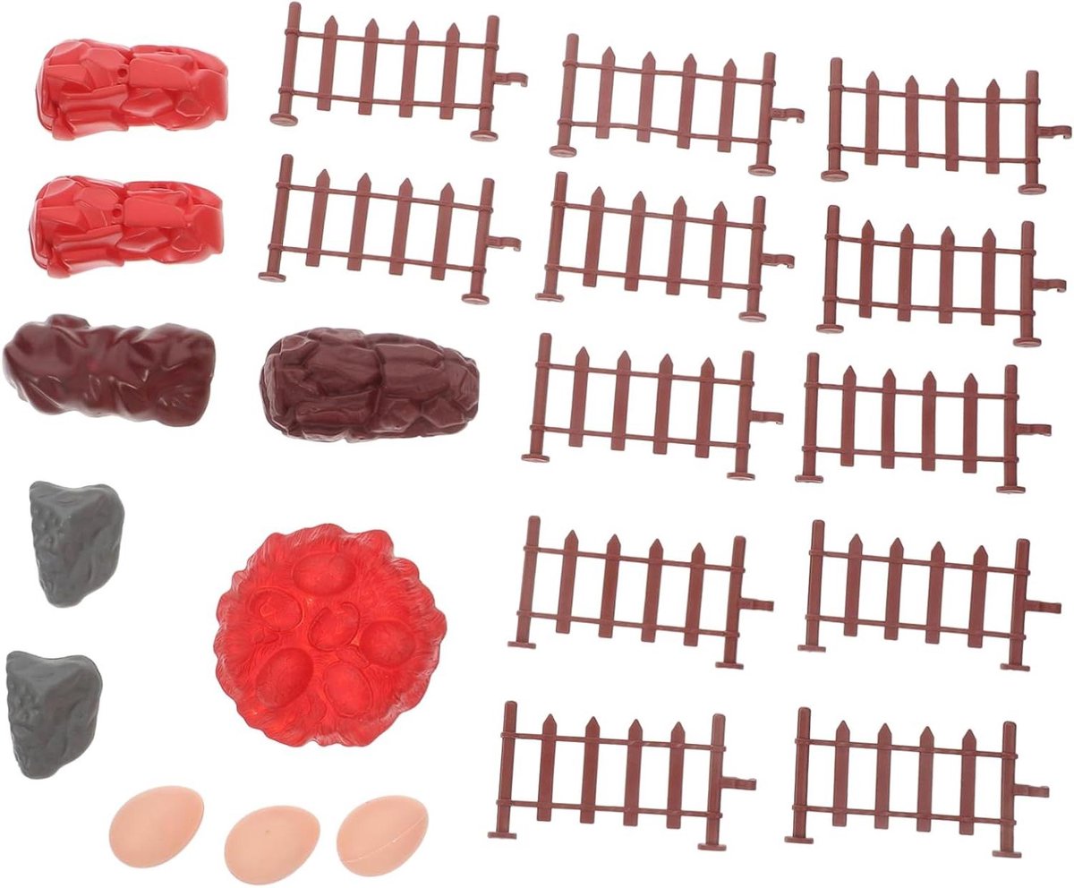 Milisten 22 Delige Miniatuur Tuinafscheiding met Realistische Stenen Kunststof Hekwerk voor Zandtafel Micro Landschap Decoratief Model voor DIY Tuinprojecten Fotografie