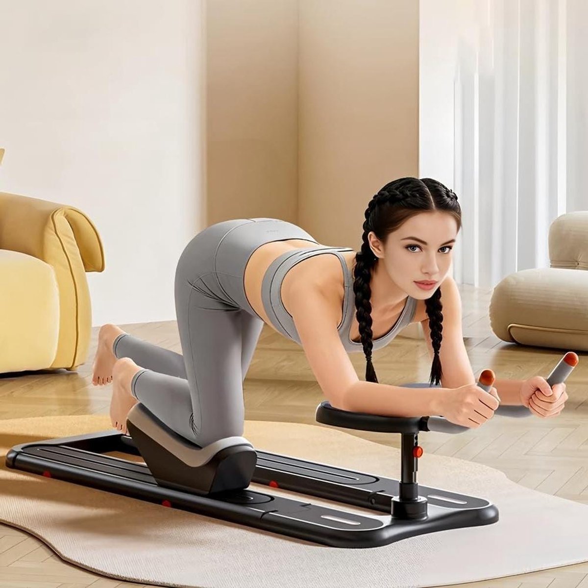 Fitness Vetverbrandende Ruggengraat Draai- en Rektrainer Kruiper Machine, Verstelbare Buikspiermachine Workout Apparatuur voor Thuisgym Core- en Bilspieroefeningen